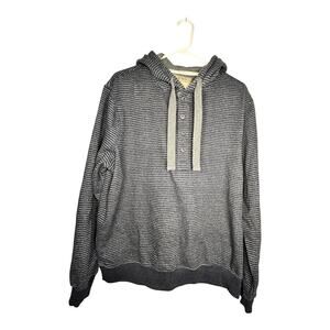 JACHS New York Hooded Sweatshirt Mens Button Fleece Striped Blue-Size L